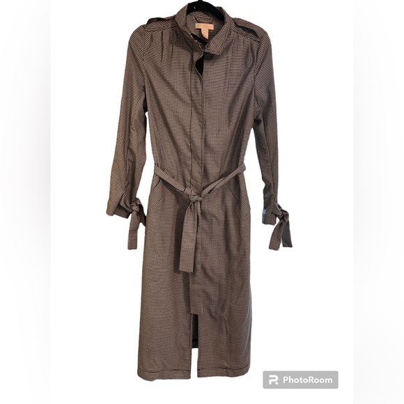 H&M Houndstooth Trenchcoat with Bow Cuffs - Picture 2 of 14